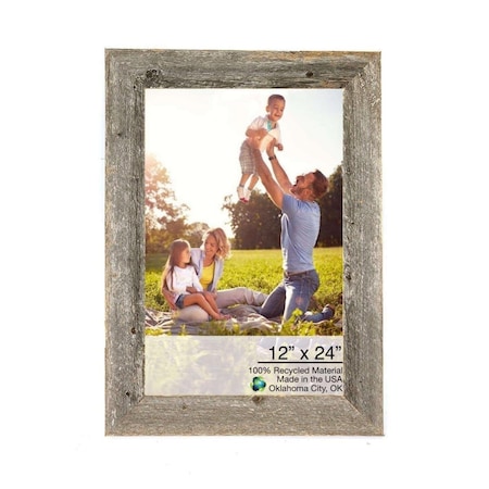 Palacedesigns 12 x 24 in. Rustic Farmhouse Gray Wood Picture Frame PA3651762